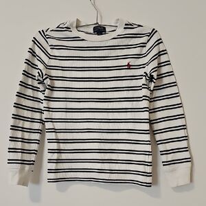 POLO BY RALPH LAUREN | Kids Black/White Striped Long Sleeve Tee. SZ 7. NO FLOWS